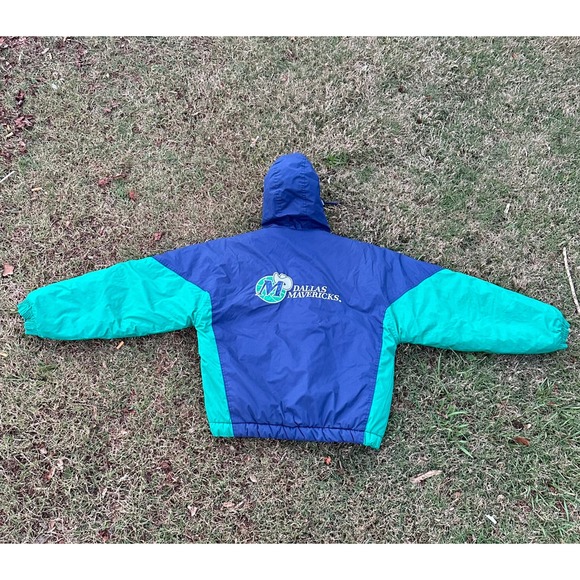 Vintage Dallas Mavericks Men Medium Logo Athletic NBA Pullover Jacket Blue Green - Picture 11 of 13